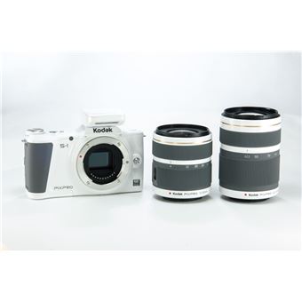 Appareil photo hybride Kodak S1 White + AF 12-45mm f/3.5-6.3 SZ + AF 42.5-160mm f/3.9-5.9 SZ + SF 400mm f/6.7 + SD 16go + Etui