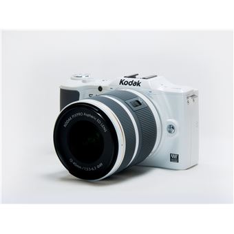 Appareil photo hybride Kodak S1 White + AF 12-45mm f/3.5-6.3 SZ + AF 42.5-160mm f/3.9-5.9 SZ + SF 400mm f/6.7 + SD 16go + Etui