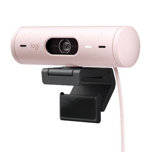 Webcam Logitech Brio 500 HD avec Deux Micros à Réduction de Bruit Rose