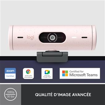 Logitech Brio 500 Webcam HD avec Deux Micros a Reduction de Bruit - Rose