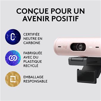 Logitech Brio 500 Webcam HD avec Deux Micros a Reduction de Bruit - Rose