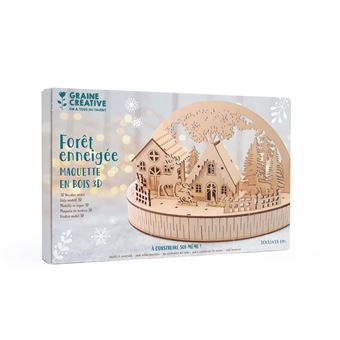Puzzle 3D Maquette en bois décor Graine creative Forêt enneigée Renne 30x15x18 cm