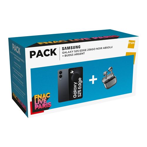 Pack Smartphone Samsung Galaxy S25 Edge 6,7 5G Nano SIM 256 Go Noir absolu Titane + Buds 3 Argent