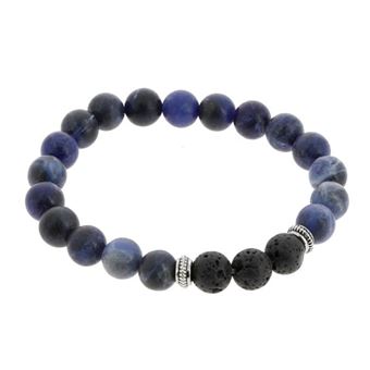 Bracelet Sodalite et pierre de lave Noir