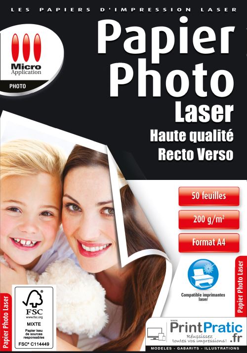 Micro Application Papier photo Laser A4 Brillant 200 g/m²