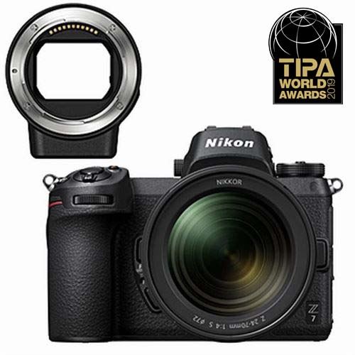 Appareil photo hybride Nikon Z7 Noir + Objectif Nikkor Z 24-70mm f/4 S + Bague d'adaptation FTZ