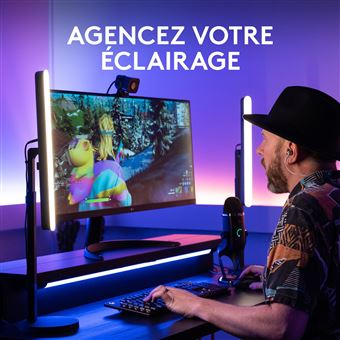 Logitech Litra Beam Premium Lumiere LED de Streaming avec Support de Bureau Ajustable - Graphite