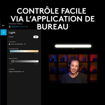 Logitech Litra Beam Premium Lumiere LED de Streaming avec Support de Bureau Ajustable - Graphite