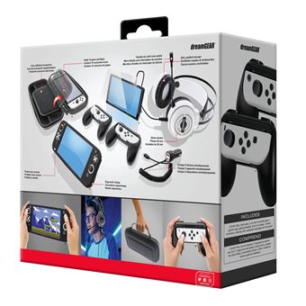 Pack accessoires gaming Just For Games dreamGEAR pour Nintendo Switch Modèle OLED Noir et blanc