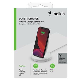 Chargeur téléphone portable Belkin CHARGEUR STAND A INDUCTION 15W NOIR -  DARTY Guyane