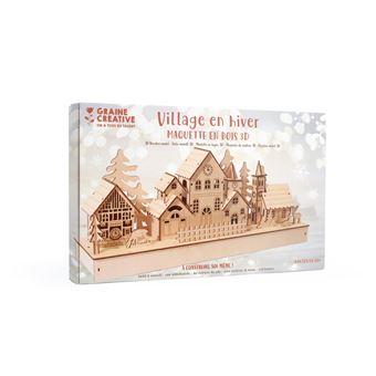 Puzzle 3D Maquette en bois décor Graine creative Village en hiver 44x12x18 cm