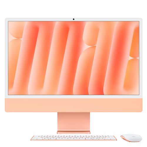 Apple iMac 24 écran rétina 4,5K 256 Go SSD 16 Go RAM Puce M4 CPU 8 cœurs GPU 8 cœurs Orange