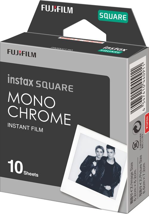 Film Fujifilm Instax Square Pack Monochrome 10 Poses Noir et Blanc