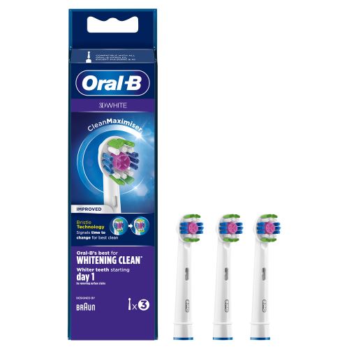 Accessoire Dentaire Oral B Brossette 3d White Avec Technologie Clean Maximiser Lot De 3 Blanc