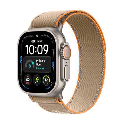Apple Watch Ultra 4 GPS + Cellular 49 mm Boîtier en titane Naturel avec Boucle Trail Sable - M/L