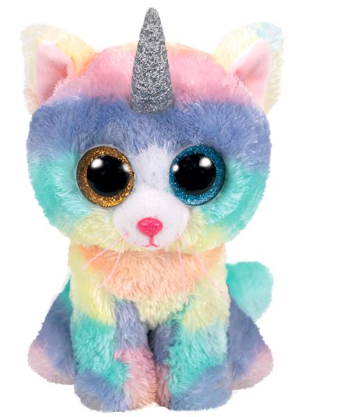 Peluche Ty Beanie Boo's Medium Heather Le Chat Licorne