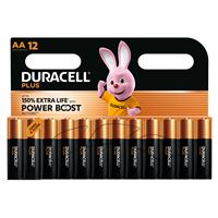 Duracell Alkaline-Batterien Plus PowerBoost MN1500 AA 1,5V LR6 - Schwarz und Orange - 12er-Pack