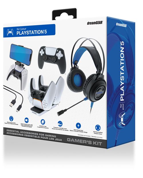 Pack accessoires gaming Just For Games dreamGEAR pour PS5 Noir et blanc