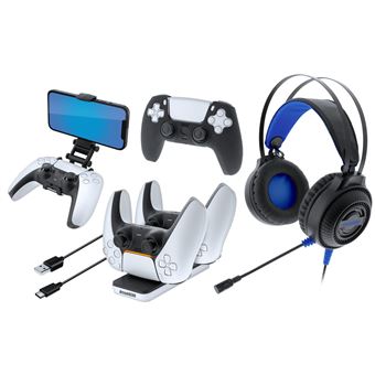 Pack accessoires gaming Just For Games dreamGEAR pour PS5 Noir et blanc