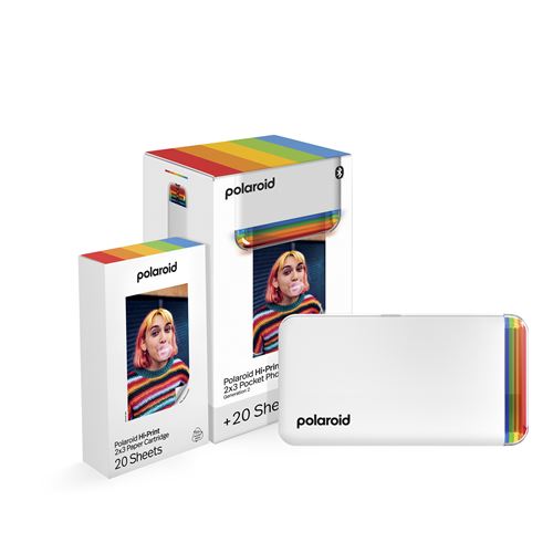 Coffret Imprimante Photo Polaroid Everything Box Hi-Print Génération 2 Single Pack Blanc + 1 Cartouche De 20 Feuilles