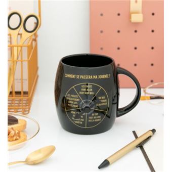 Mug avec roulette pivotante Mr. Wonderful Comment se passera ma journée Noir