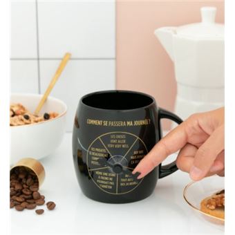 Mug avec roulette pivotante Mr. Wonderful Comment se passera ma journée Noir