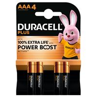Pack de 4 piles alcalines Duracell Plus MN2400 AAA 1,5 V Noir et Orange