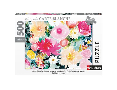 Puzzle 500 pièces Nathan Dahlias-Roses Carte Blanche