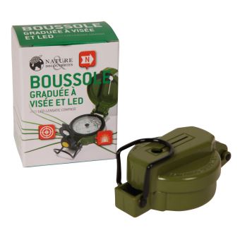 Boussole De Randonnée – Graduation 0-360°, Loupe Intégrée, Aiguille Luminescente, Sangle Nylon, Base Acrylique