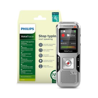 Dictaphone Philips DVT4010 Noir avec Logiciel de reconnaissance vocale DVT2805 pour Windows - 1