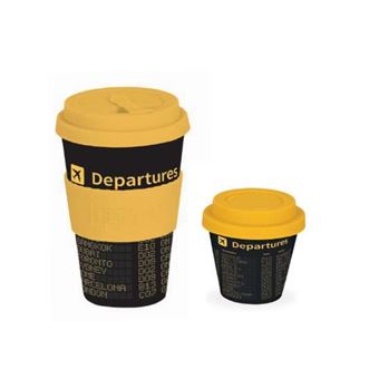 Tasse en R-Pet Itotal Départs 90 ml Noir et Jaune
