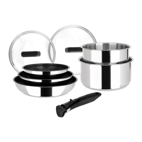 Batterie de cuisine 8 pièces avec 1 manche amovible Sitram Sitramovible Arpège Argent