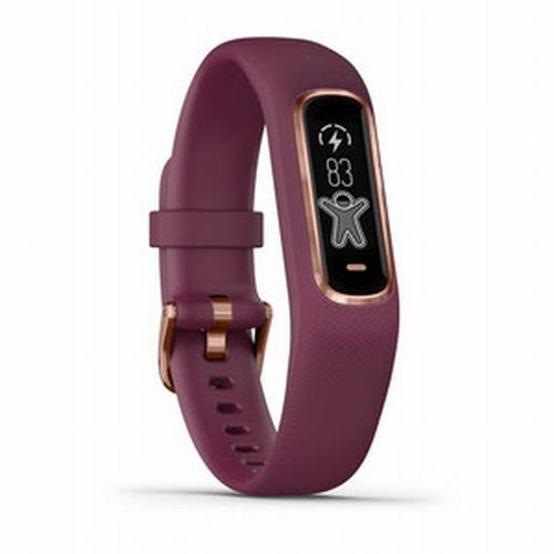Bracelet connecté Garmin Vivosmart 4 Or Rose avec Bracelet Bordeaux Taille S/M