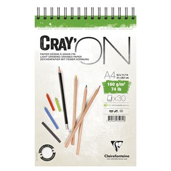 Bloc spiralé Clairefontaine Cray’On A4 30 feuilles