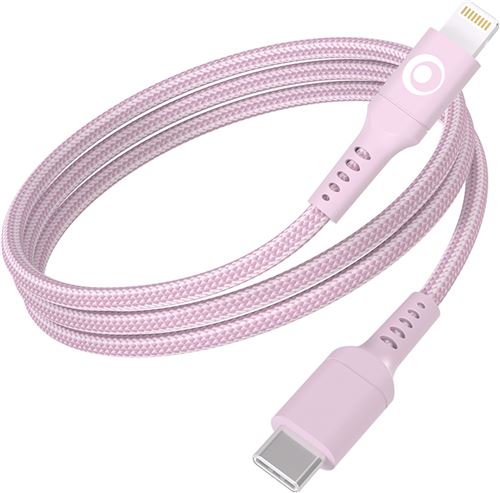 Câble tressé BigBen Connected USB-C vers Lightning 1,2 m Rose