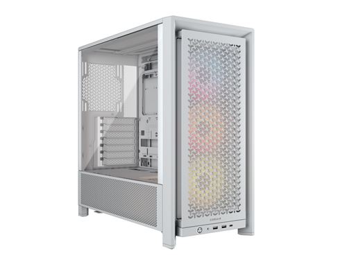 Boîtier PC Corsair FRAME 4000D RS moyen tour blanc ARGB avec panneau latéral verre trempé