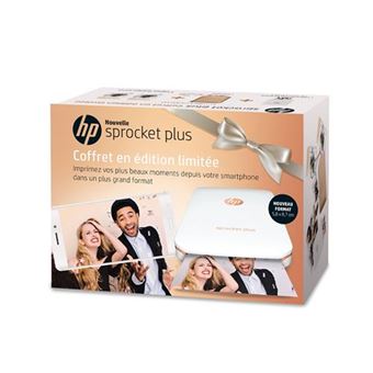 Pack Imprimante photo portable HP Sprocket Plus Blanc + Pochette + 2  paquets de papier photos HP Zinc 5.8 x 8.7 cm Edition Limitée - Imprimante  photo