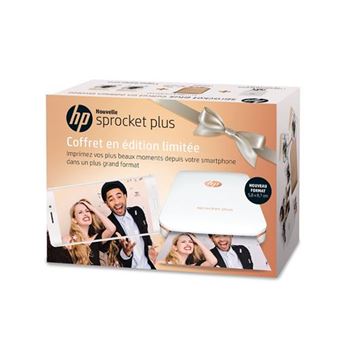 Pack Imprimante photo portable HP Sprocket Plus Blanc + Pochette + 2 paquets de papier photos HP Zinc 5.8 x 8.7 cm Edition Limitée