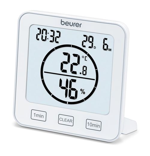 Beurer HM 22, thermo-hygromètre avec minuterie et affichage date/heure Blanc unisex - vue 2