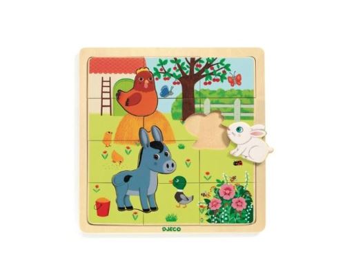 Puzzle bois Puzzlo Panda 9 pcs - premier puzzle pour enfant par Djeco