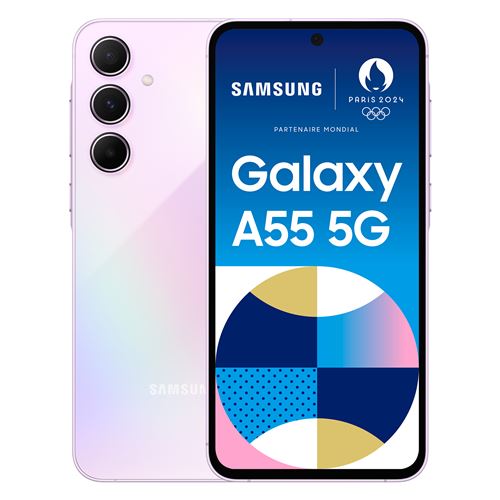 Smartphone Samsung Galaxy A55 6,6"" 5G Nano SIM 256 Go Lilas État correct - Samsung reconditionné disponible sur Fnac