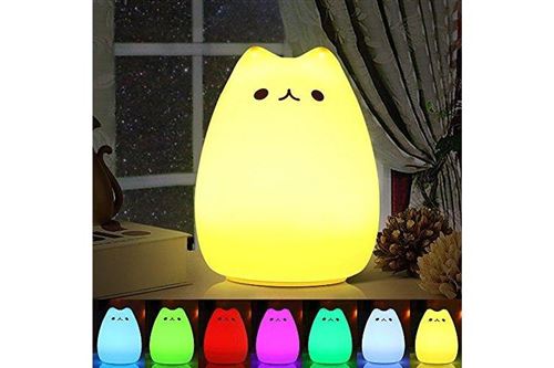GENERIQUE - Veilleuse Enfant Chat - Silicone - Rechargeable USB - 7 Couleurs - Image 2