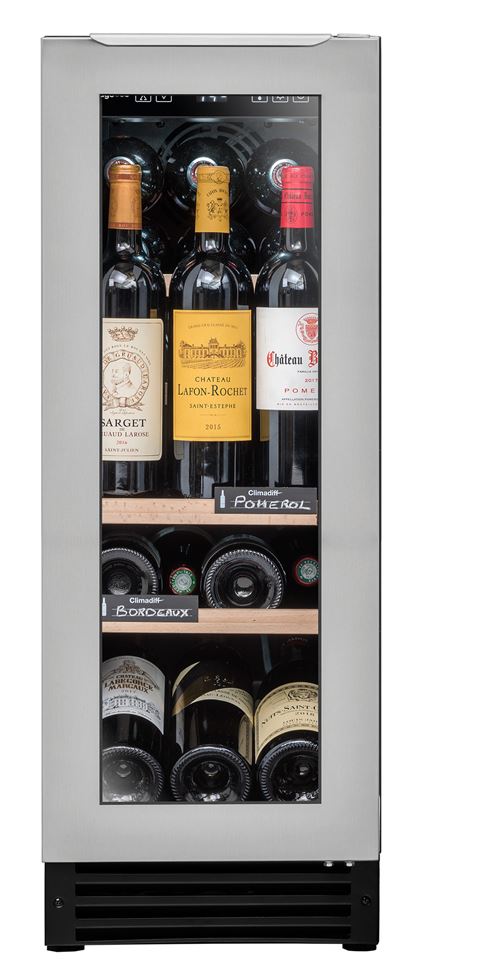 Cave de service encastrable sous plan, largeur 30 cm, 22 bouteilles, poignee discrete sous le plan de travail