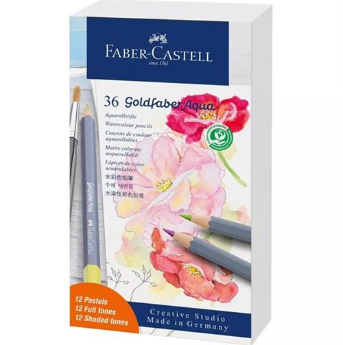 Boîte métal 36 Crayons de couleur aquarellables Faber-Castell Goldfaber Aqua