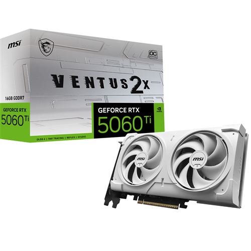 Carte graphique MSI Nvidia GeForce RTX 5060 Ti 16G VENTUS 2X OC WHITE PLUS blanc