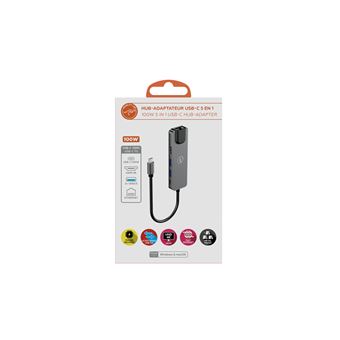 DOCK 5 en 1 USB-C : USB-C 100W + 2xUSB3.0 + HDMI + RJ45