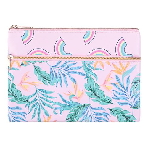 Trousse crayons Double Zip Rose