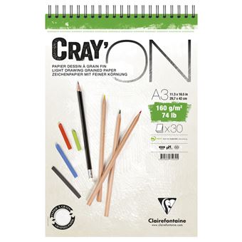 Bloc spiralé Clairefontaine Cray’On A3 30 feuilles