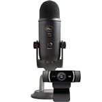 Microphone Logitech Blue Yeti USB Noir + Webcam Logitech C922 Pro HD Noir pour PC et Mac