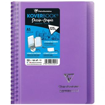 Carnet Dessin-Croquis Clairefontaine Koverbook A5 125 g Modèle aléatoire